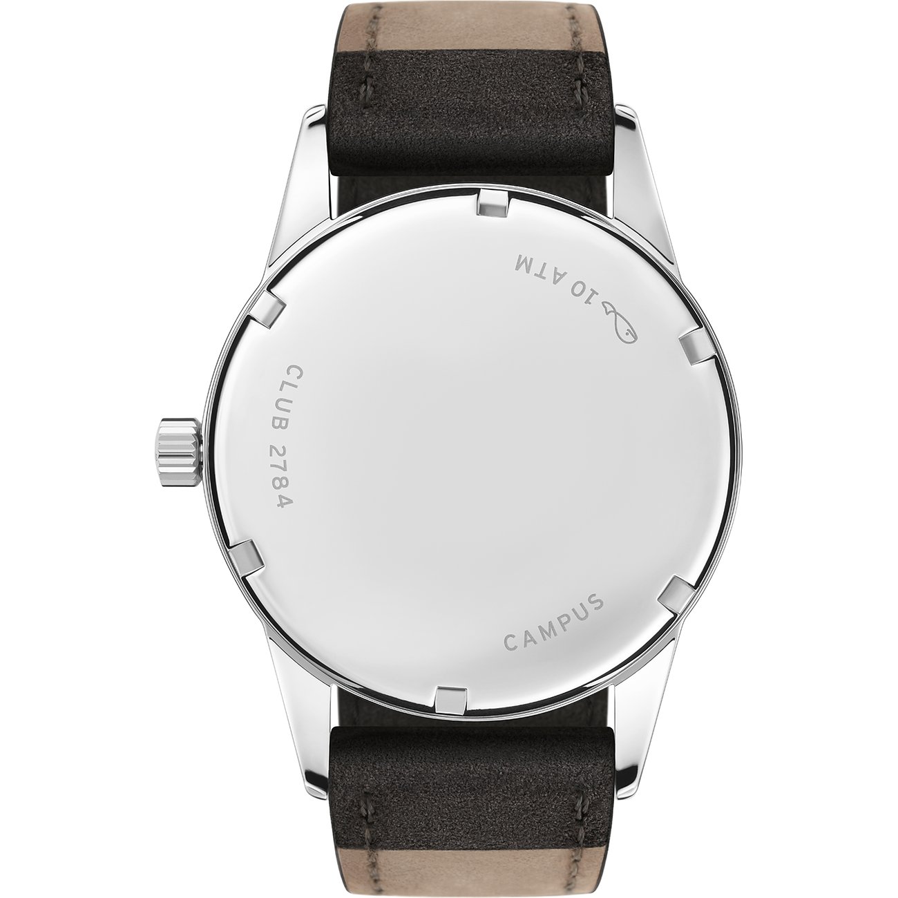 Nomos Glashütte Unisexuhr mit Edelstahlgehäuse und Lederarmband.