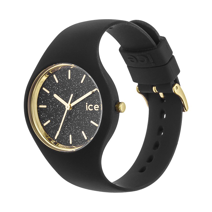 ICE Watch dameshorloge met kunststof kast, zwart wijzerplaat met steentjes.