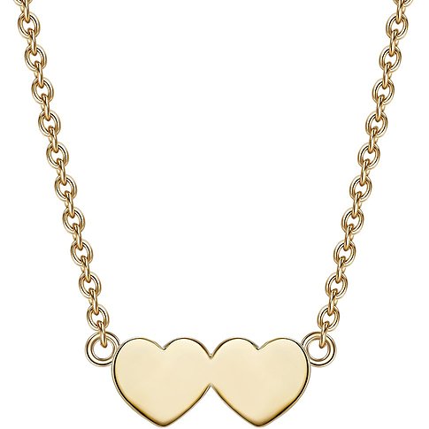 Glanzstücke München collier en argent plaqué or avec deux cœurs étroitement liés.