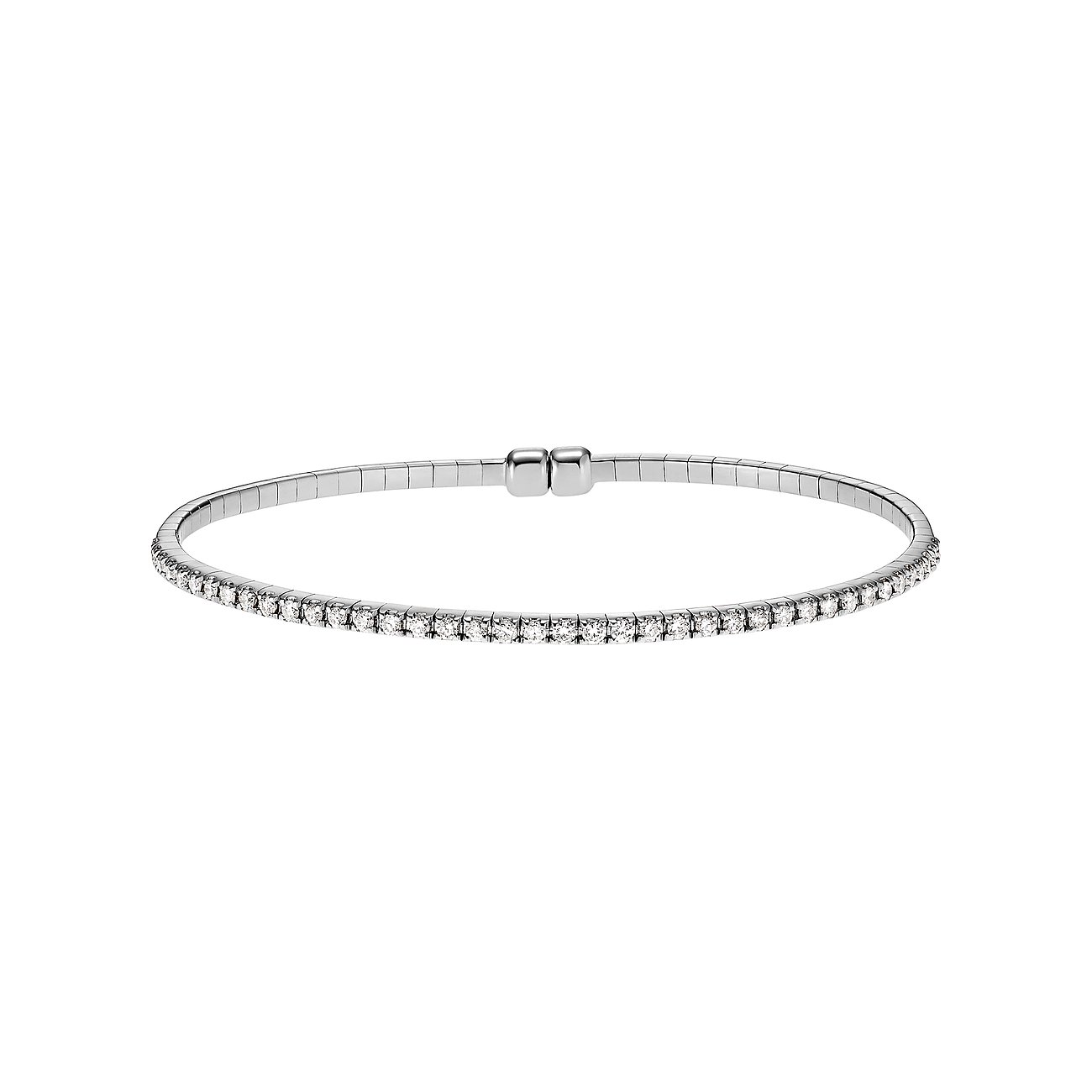 CHRIST Armschmuck aus 750 Weißgold mit zahlreichen funkelnden Diamanten, von vorne aufgenommen.