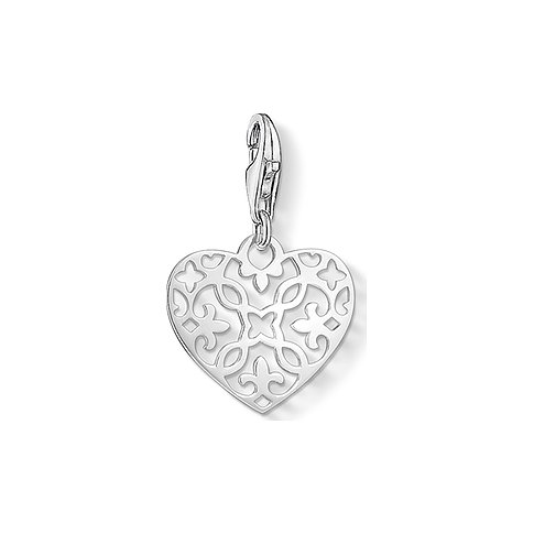 Pendentif cœur Thomas Sabo en argent 925, finement ouvragé avec des ornements intérieurs.