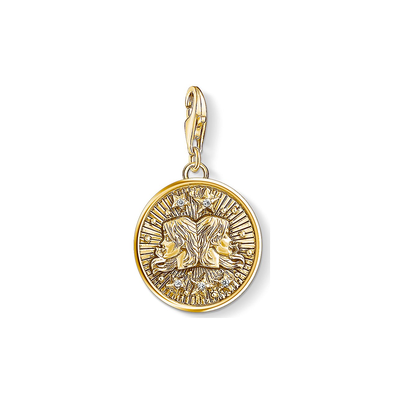 Thomas Sabo Anhängeschmuck aus vergoldetem Silber mit Zirkonia, im Design des Sternzeichens Zwilling.