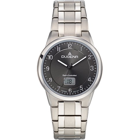 Dugena Herrenuhr aus Titan mit analoger Anzeige und digitalem Fenster.