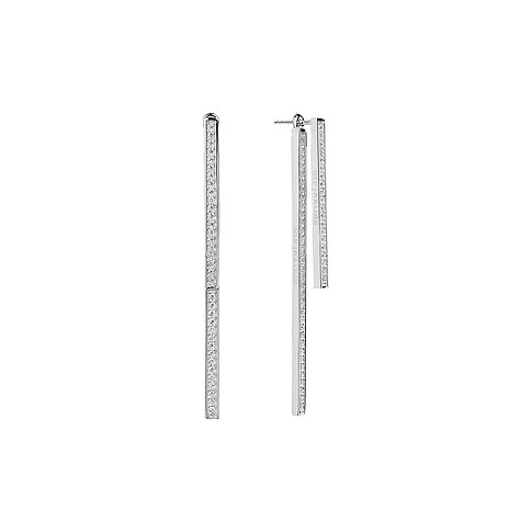 Två Sif Jakobs Jewellery örhängen i 925 silver med långa, färgstensbesatta stavar.