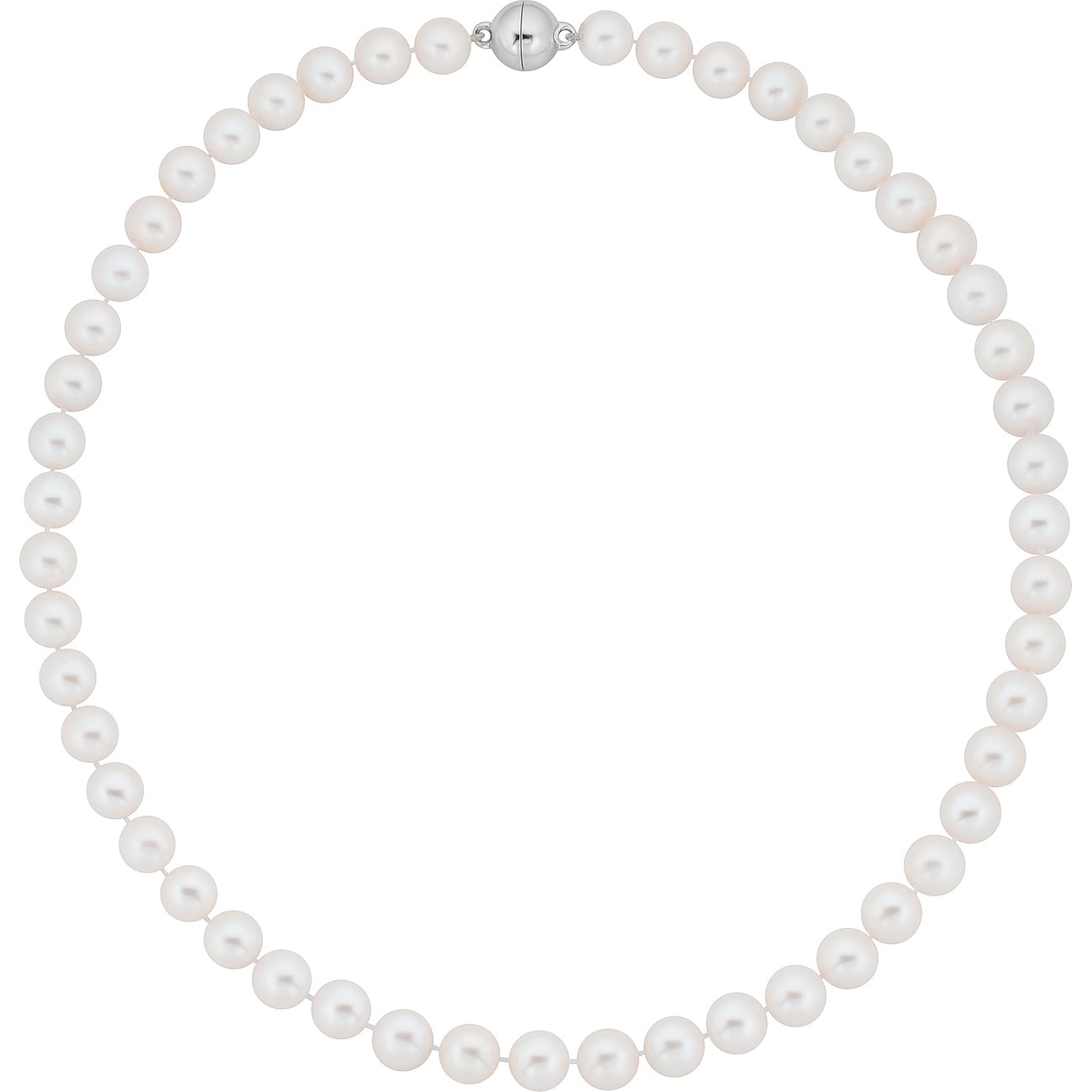 FAVS 925 rhodiniertes Silber Halsschmuck mit runden Perlen, die ein Kreis bilden.