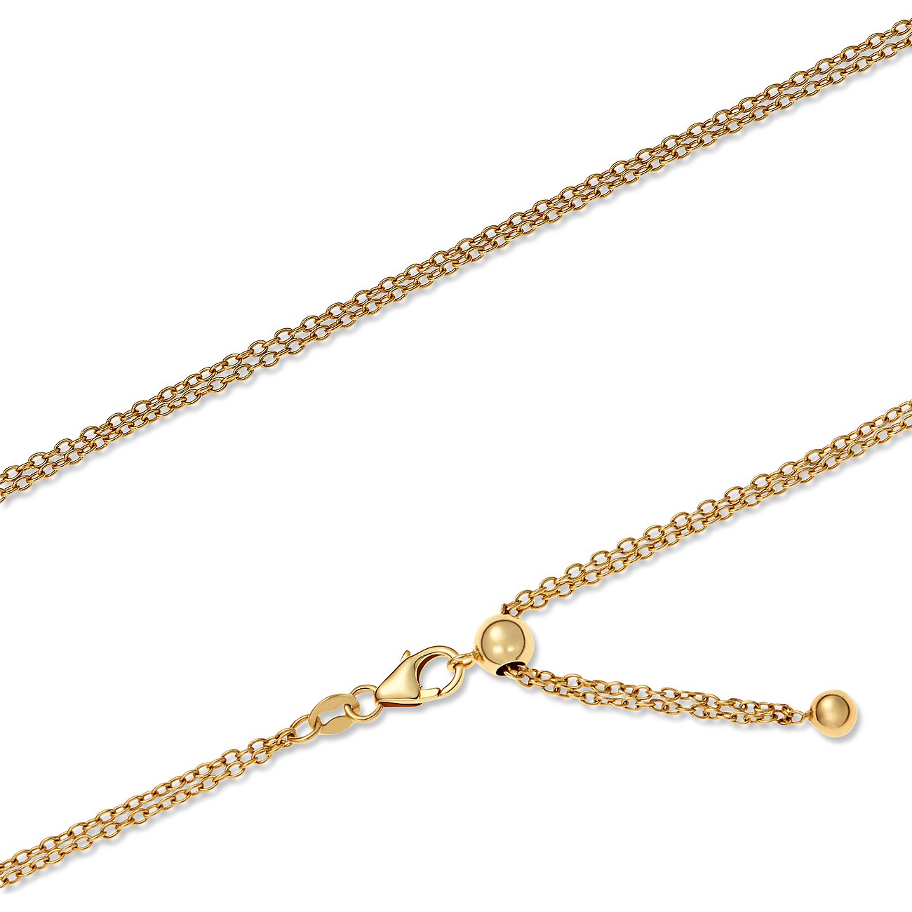 CHRIST Halsschmuck aus 585 Gelbgold mit feiner Kette und Karabinerverschluss auf weißem Hintergrund.