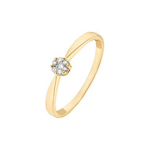 CHRIST Ring aus 375 Gelbgold mit Diamanten im Blumenmuster.