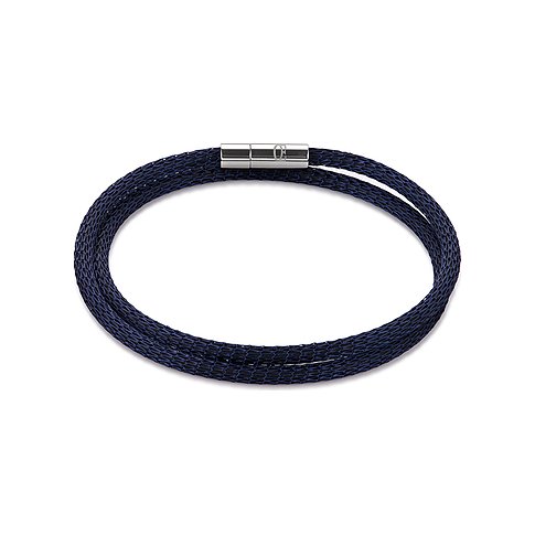 Das Coeur de Lion Armband besteht aus blauem Netzgewebe und hat einen Stabverschluss aus Edelstahl.