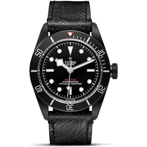 Tudor Herrenuhr mit Edelstahlgehäuse, PVD beschichtet, schwarzes Zifferblatt, analog.