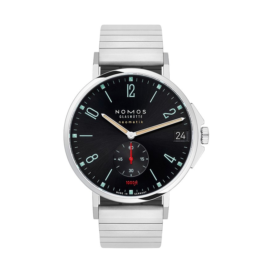 Nomos Glashütte Herrenuhr Tangente Sport neomatik 42 Datum blauschwarz 581