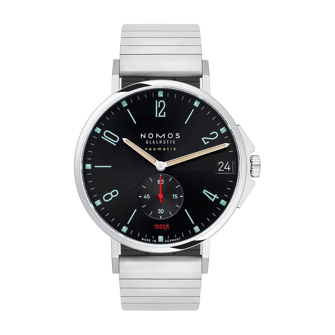 Nomos Glashütte Herrenuhr Tangente Sport neomatik 42 Datum blauschwarz 581