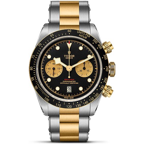 Tudor Herrenuhr mit Edelstahlgehäuse und Gelbgold, analog, mit Chronographen.