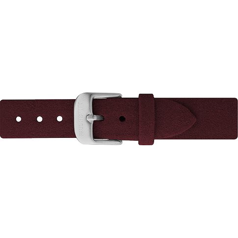 Bracelet de montre Paul Hewitt en daim synthétique bordeaux avec une boucle ardillon en acier inoxydable.
