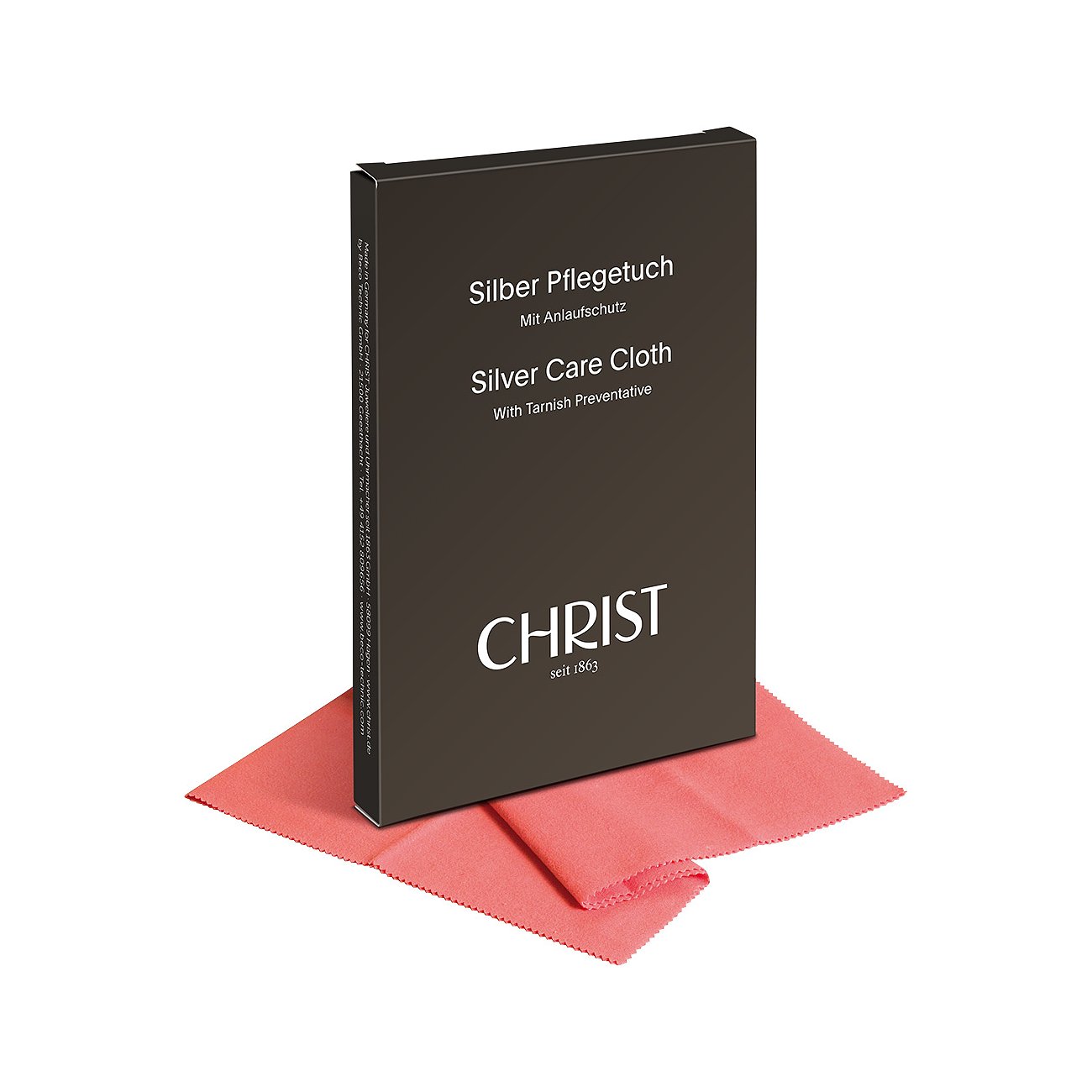 CHRIST Silber Pflegetuch mit Anlaufschutz, pinkes Tuch.