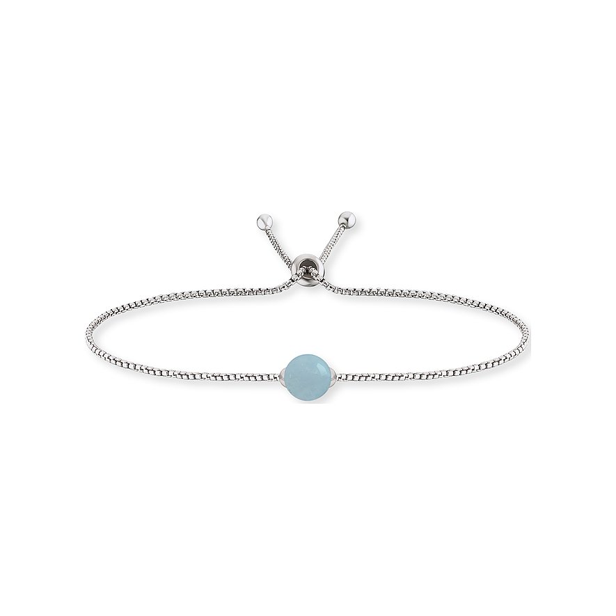 Engelsrufer Armband aus 925er Silber mit dünner Kette und einer einzelnen zentralen hellblauen Achatkugel.