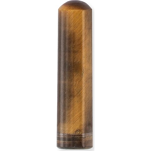 Engelsrufer divers en pierre avec motif œil de tigre brun clair/foncé, cylindrique à pointe bombée.