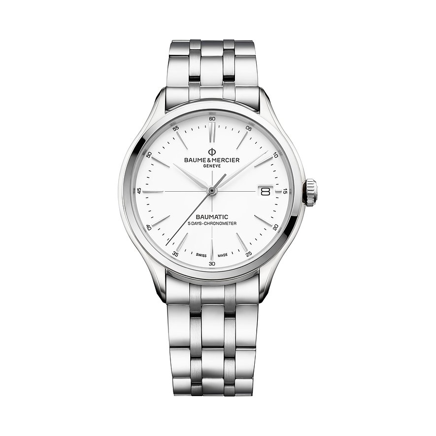 Baume & Mercier Herrenuhr Clifton Baumatic M0A10505, Herren, Edelstahl, Armband: Edelstahl, Automatik, analog