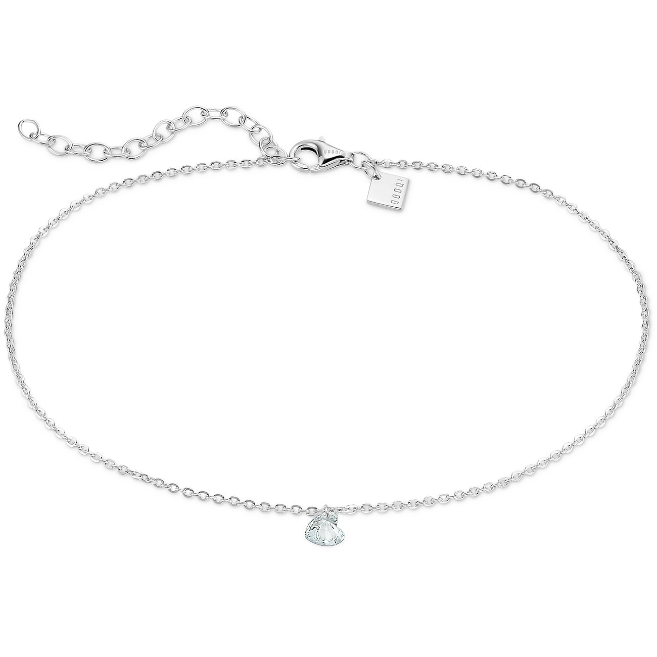 CHRIST Damen-Fußkette aus 925er Silber mit einem Muschelanhänger mit klarem Zirkonia in der Mitte.