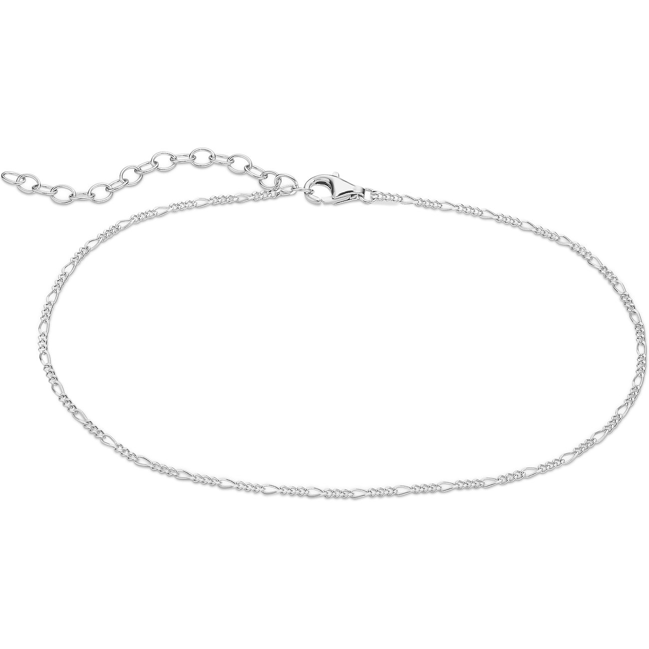 CHRIST silbernes Fußkettchen aus 925er Silber mit dünner Figaro-Kette und Verlängerungselement