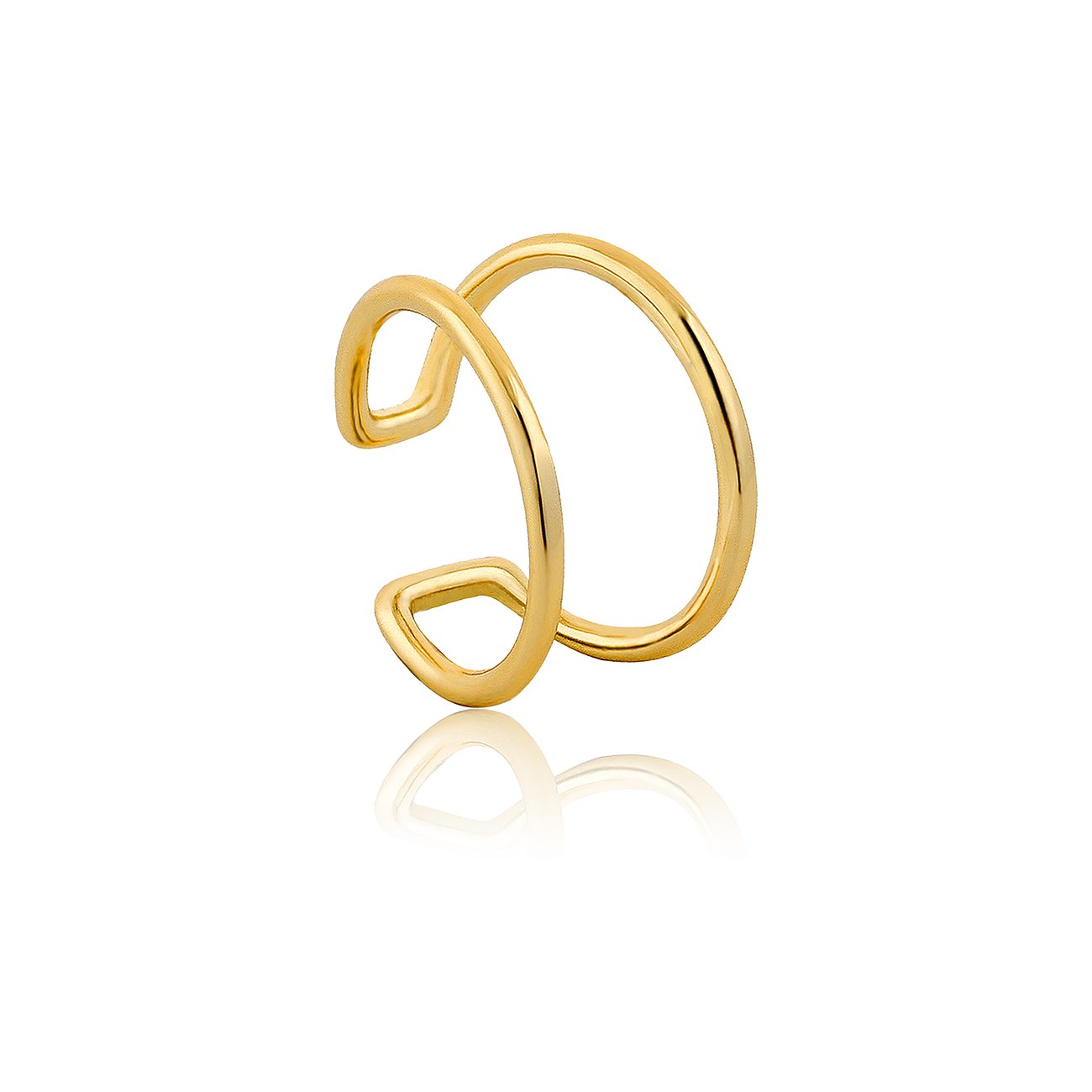 Ania Haie doppellagiger goldfarbener Ohrschmuck aus 925er Silber Ear Cuff, in glänzender Ausführung.