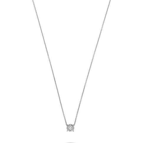CHRIST halsband i 585 vitguld med en diskret, rund diamantberlock.