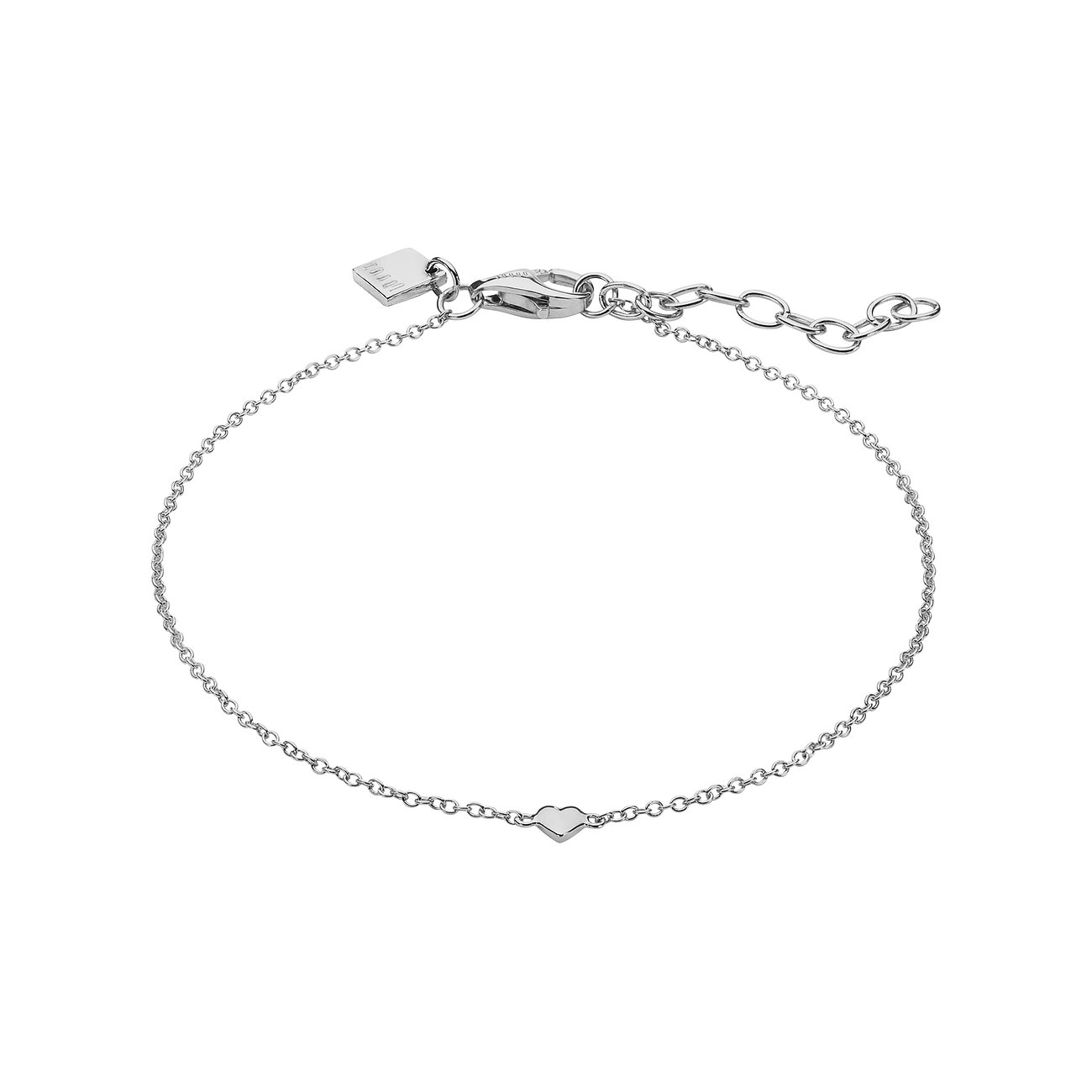CHRIST Armschmuck aus 925er Silber mit einer feinen Kette und einem kleinen herzförmigen Anhänger in der Mitte.