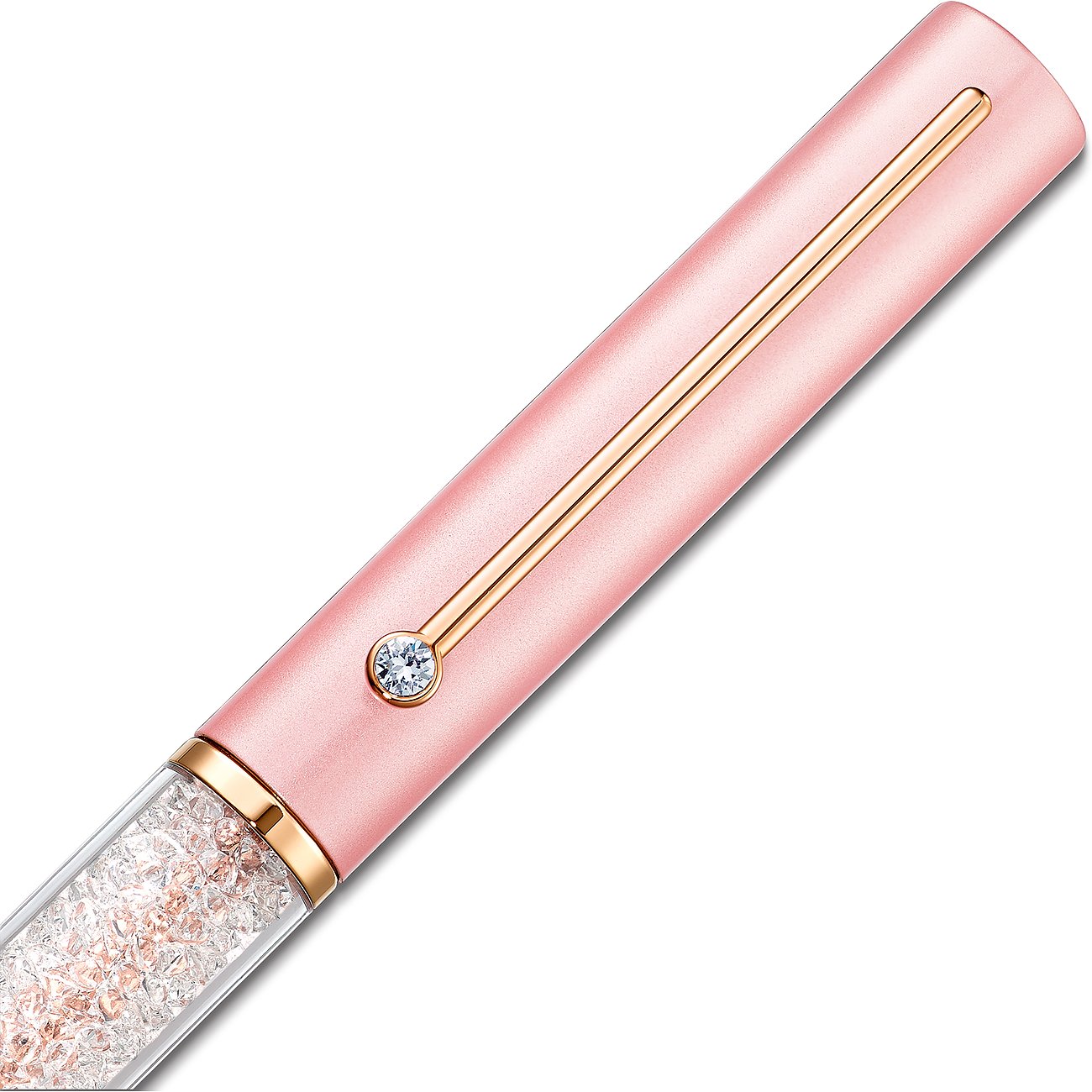 Swarovski Stift mit roségoldfarbenem Metall, Kristall-Elementen und einem Stein.