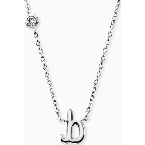 Collier Engelsrufer argent: Un collier avec une petite pierre colorée scintillante et la lettre "b".