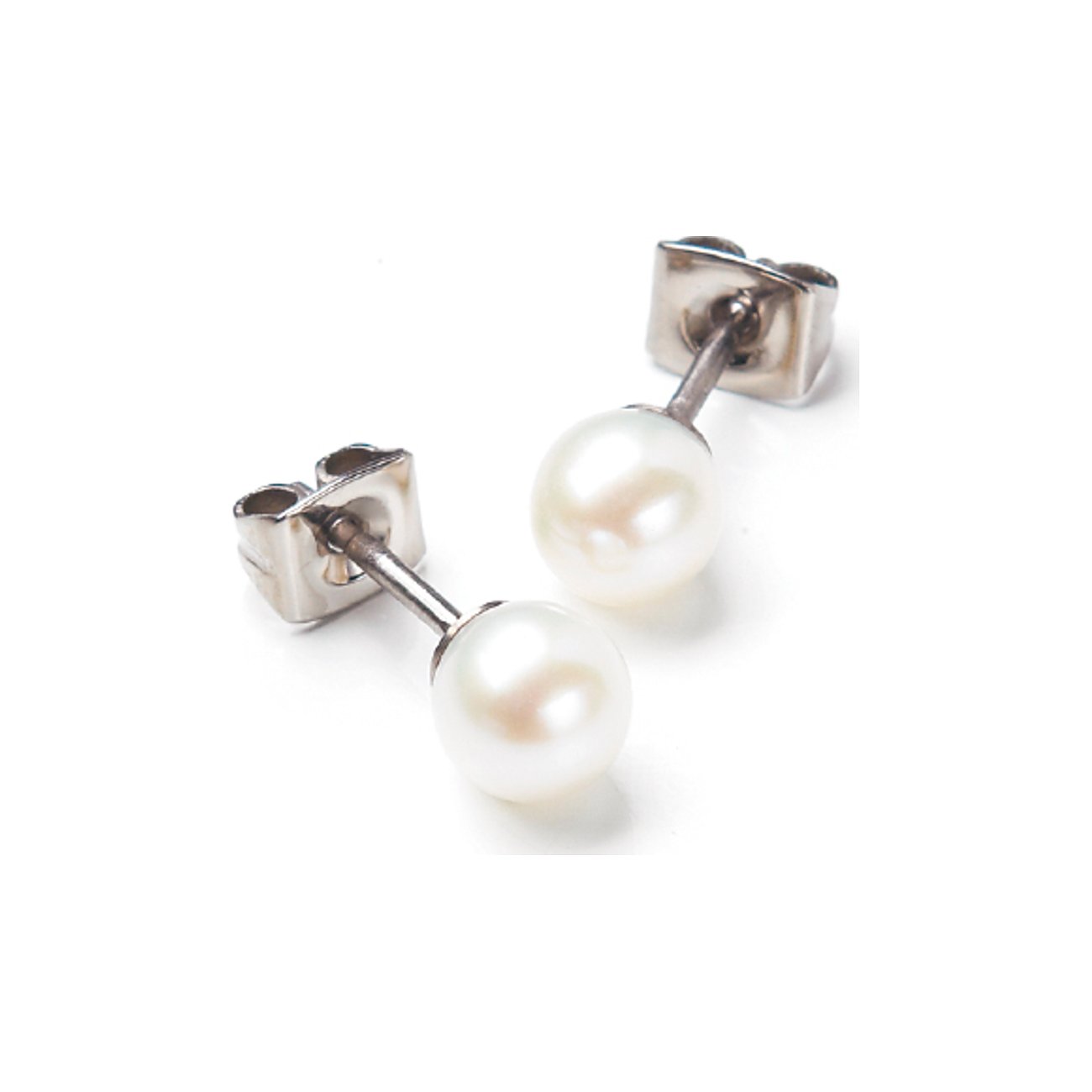 Boccia Ohrstecker aus Titan mit weißen Perlen, elegant und zeitlos.