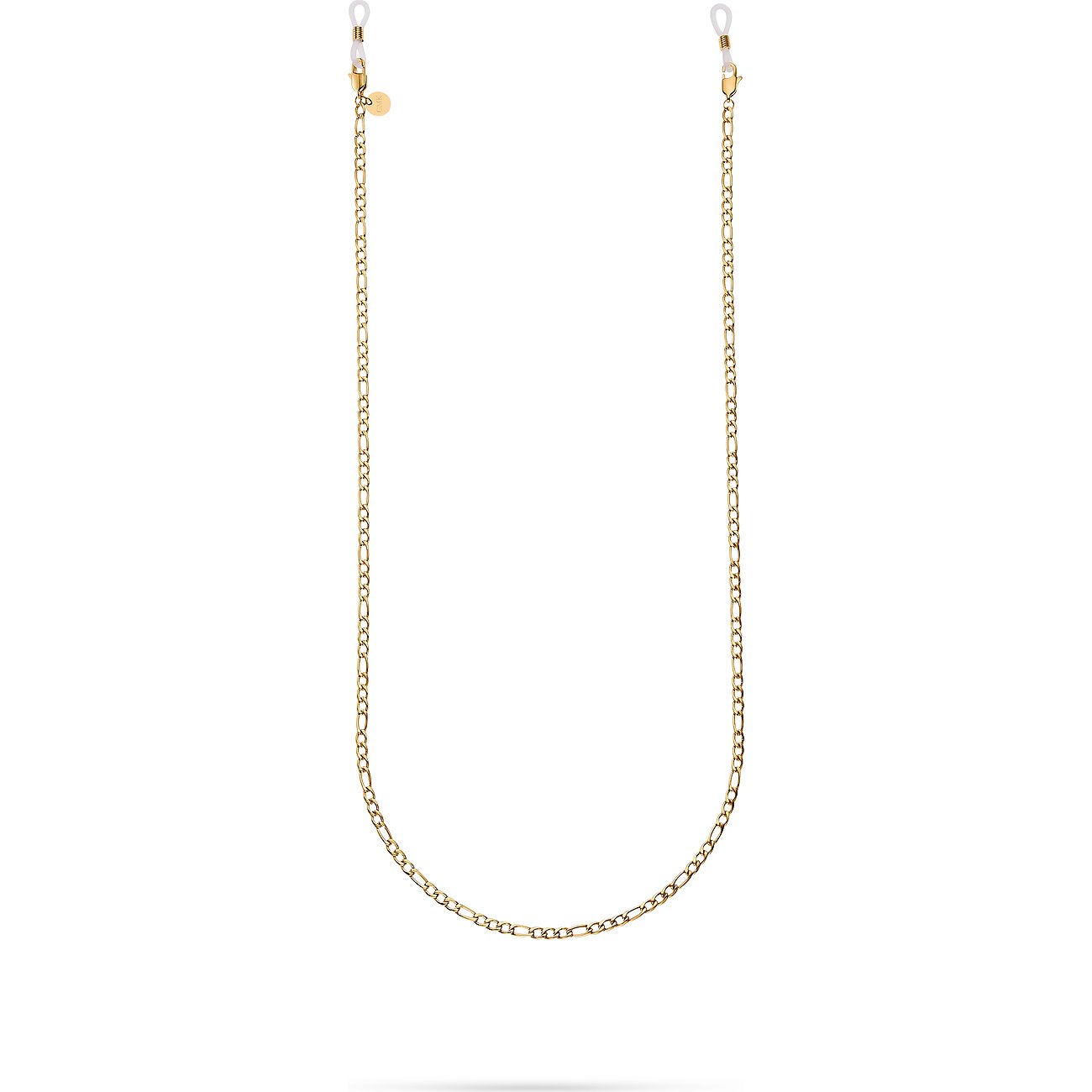 Lange, zarte goldfarbene Edelstahlkette von Guido Maria Kretschmer mit Gummienden.
