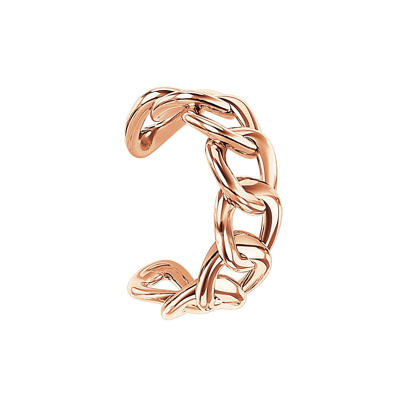 Liebeskind Ohrschmuck aus Edelstahl, ein roségoldener Kettenohrring in Form von verschlungenen Gliedern.