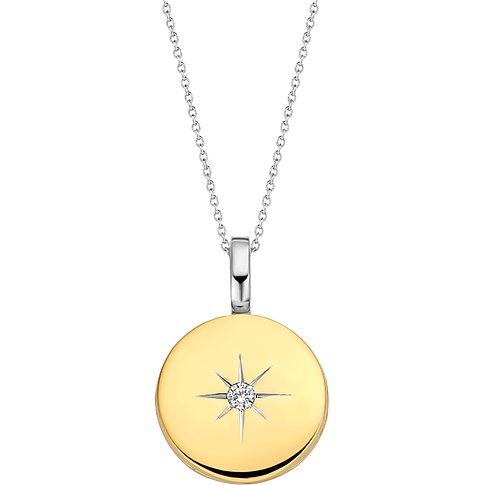 Ti Sento - Collana Milano: pendente tondo argento, placcatura oro, motivo a stella su zircone.