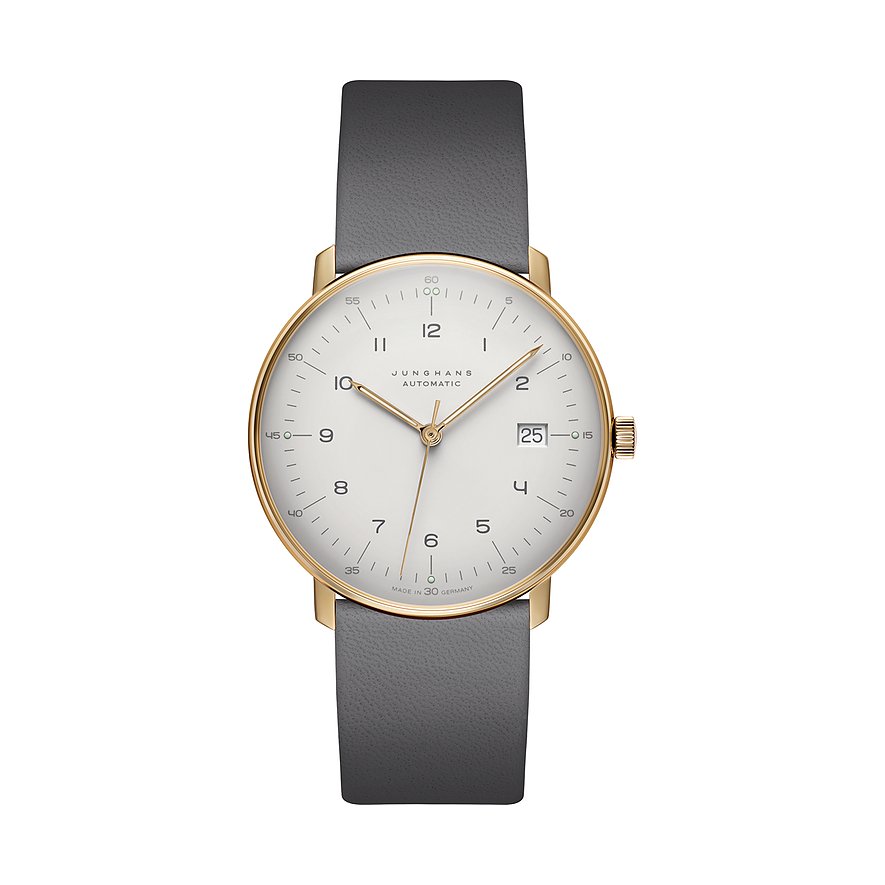 Junghans Herrenuhr Max Bill 27780602, Herren, Edelstahl, Armband: Kalbleder, Automatik, analog