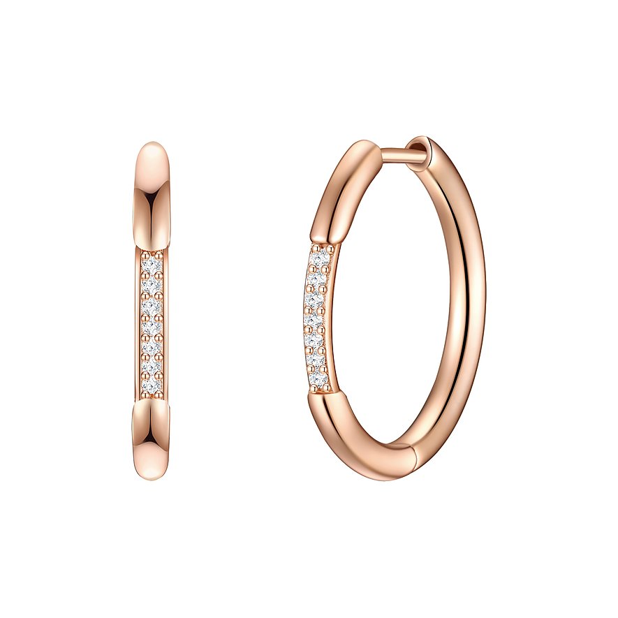 Glanzstücke München Orecchini A Cerchio Donna In Argento 925 Oro Giallo Con Corindone Rosa - Baguette E Sfaccettato