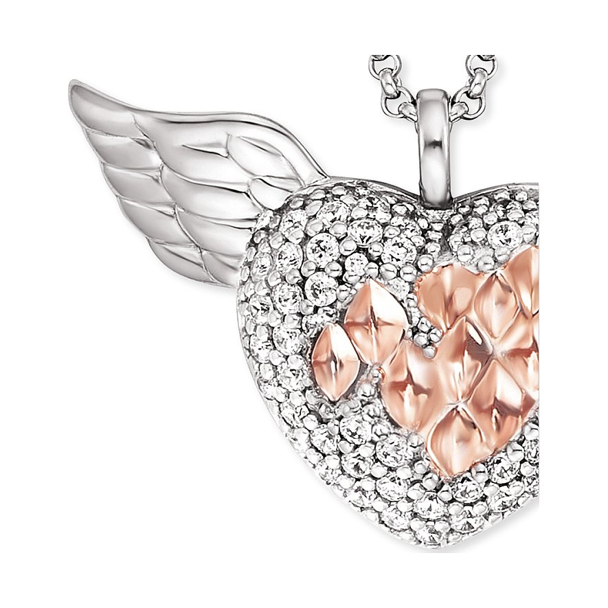 Engelsrufer collana di quarzo rosa con cuore (Argento 925