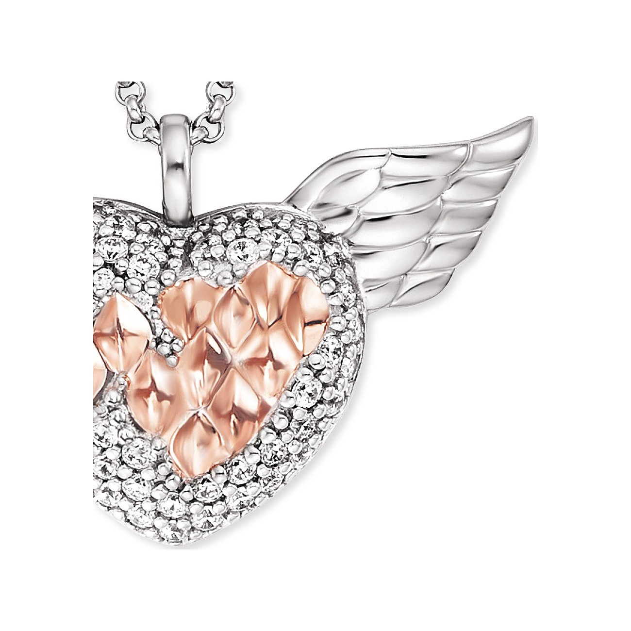 Engelsrufer Collana Donna In Argento 925 Con Cuore Angel – Zirconia Cubica – Regolabile 45/50/55 Cm
