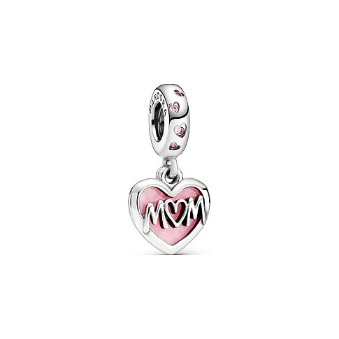 Pandora Anhänger aus 925er Silber mit pinken Zirkonia und Herz-Motiv.