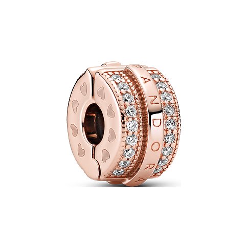 Pandora Charm Signature Funkelnde Pavé-Reihen & Logo Clip 789042C01