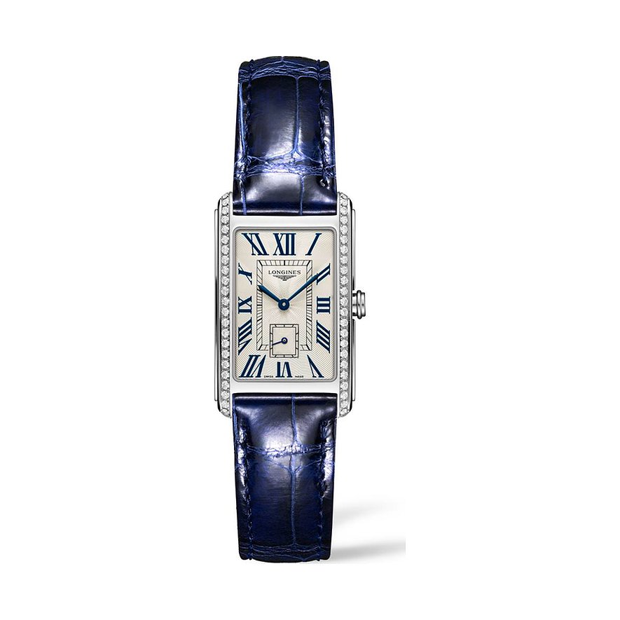 Longines Damenuhr Longines DolceVita L55120717, Damen, Edelstahl, Armband: Alligator, Quarz, analog