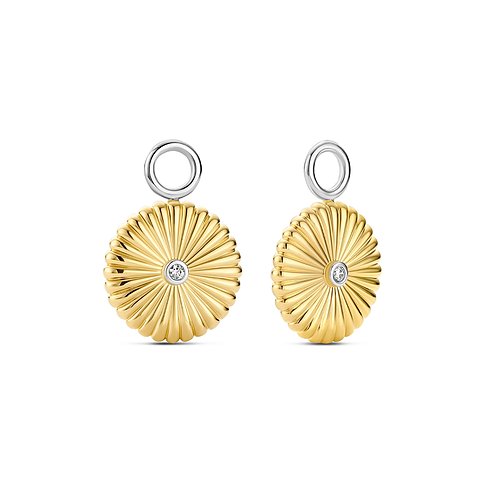 Ti Sento - Orecchini Milano in argento 925. Pendenti dorati e scanalati con zirconia cubica al centro.
