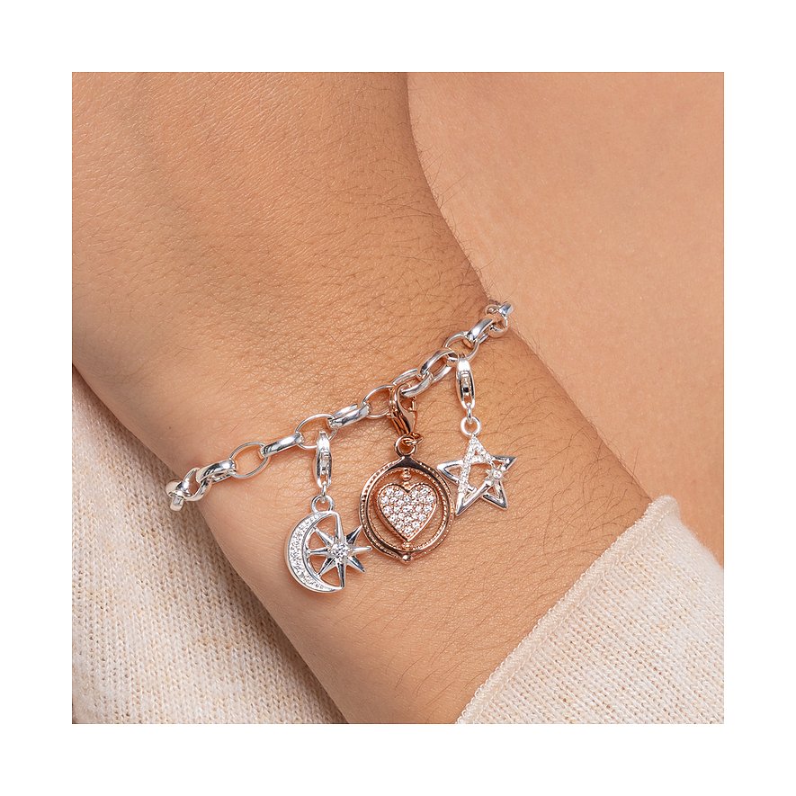Breloque THOMAS SABO Argent 925 étoile Zirconium - Charm Bracelet Ou Chaîne, Style Clé Du Bonheur