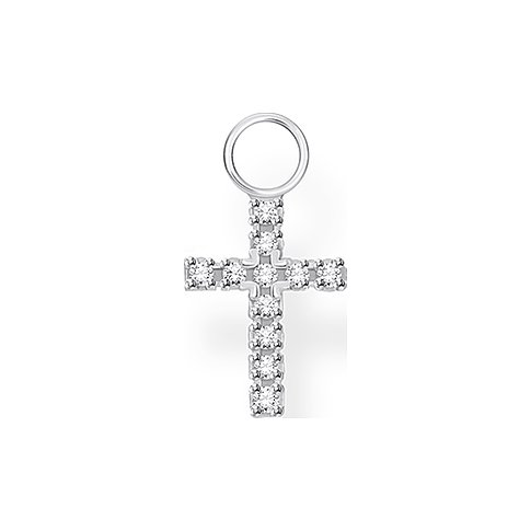 Thomas Sabo Ohrschmuck aus Sterlingsilber in Kreuzform mit Zirkonia, Nahaufnahme von oben.