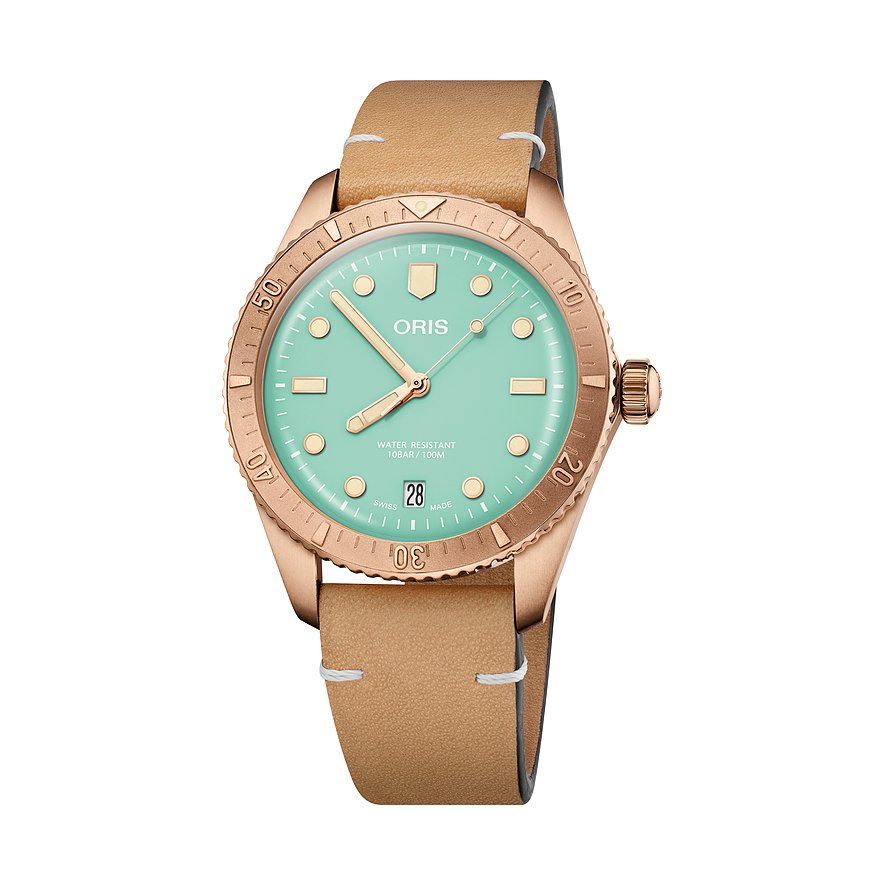 Oris Damenuhr Cotton Candy 01 733 7771 3157-07 5 19 04BR, Unisex, Bronze, Armband: Leder, Automatik, analog
