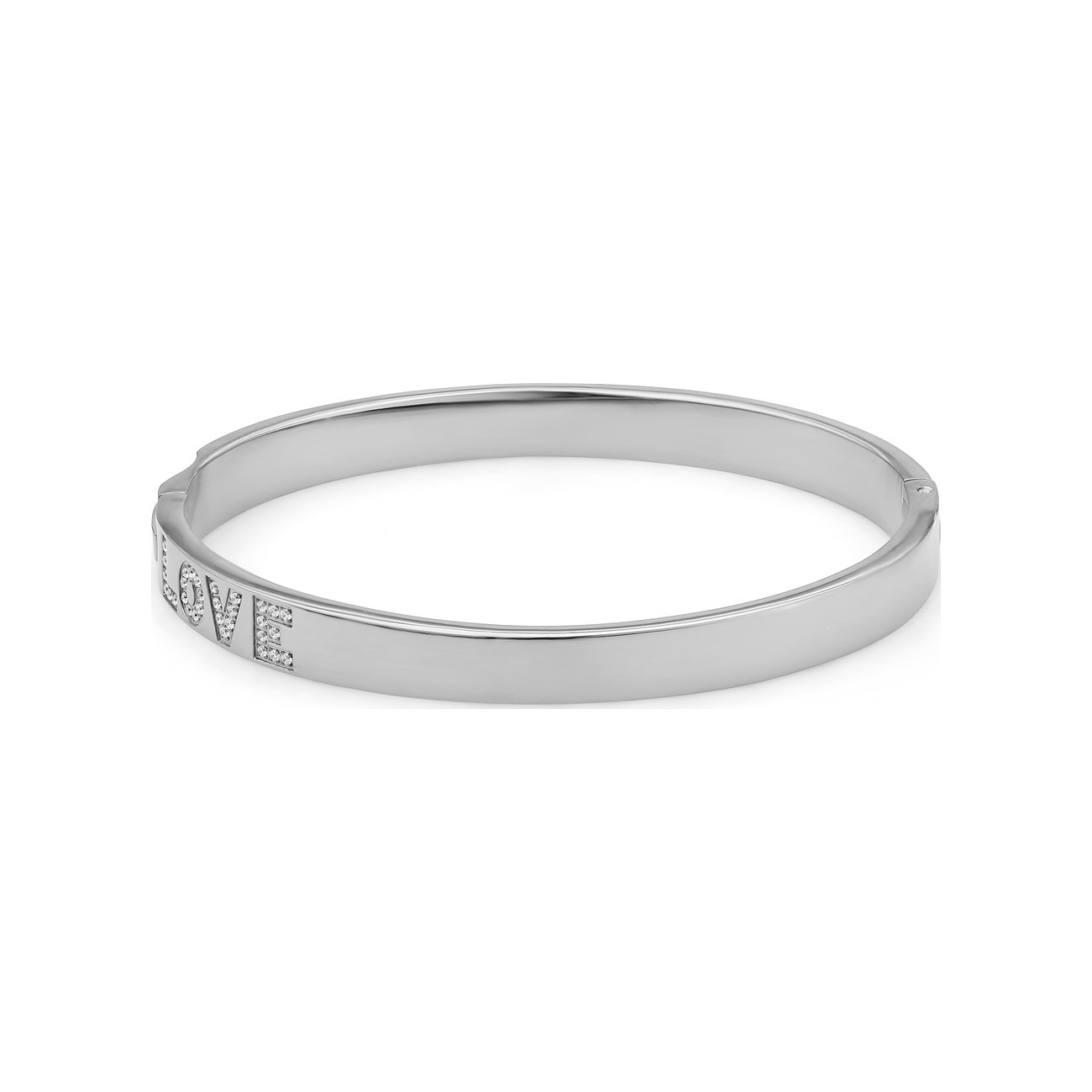 Ein Guido Maria Kretschmer Armreif aus Edelstahl, die Hälfte des Wortes 