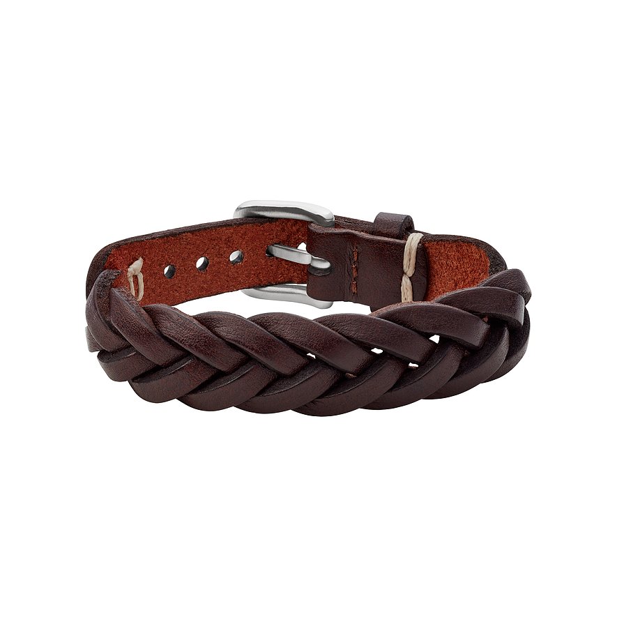 Fossil Armband JF03851040 Leer, Edelstaal