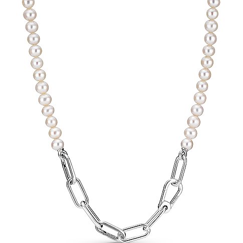 Pandora Kette aus 925er Silber mit Perlen und Gliederkette.