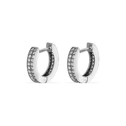 Boucles d'oreilles FAVS en argent 925 serties de zircones blancs.