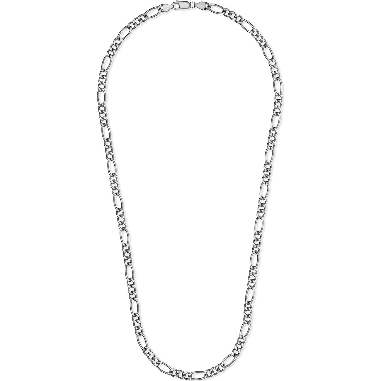 CHRIST Halskette aus 925er Silber im Panzerkettenmuster, als lange Kette leicht U-förmig frontal auf weißem Grund