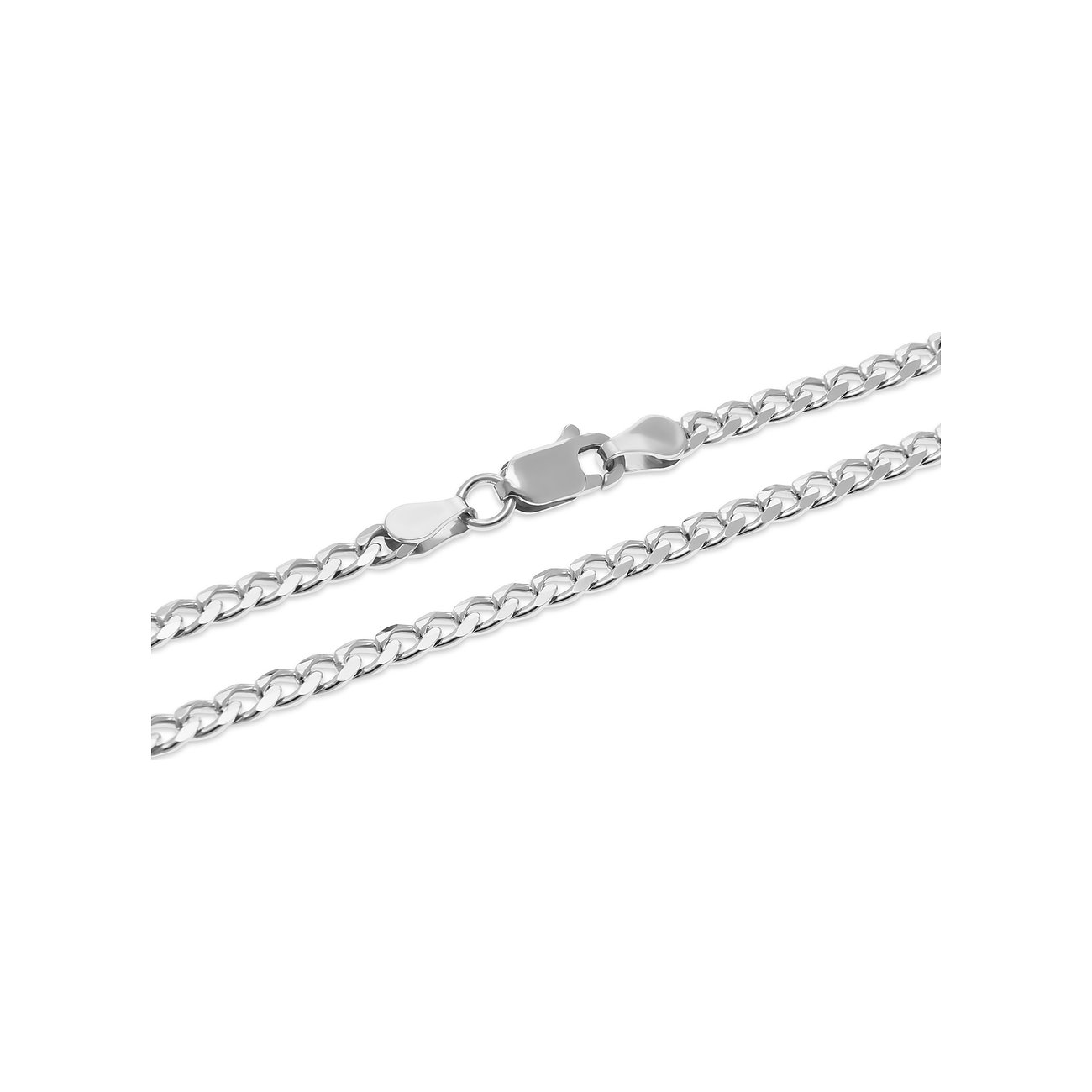 Das CHRIST 925er Silberarmband liegt schräg und zeigt die einzelnen Gliederketten und den Karabinerverschluss.