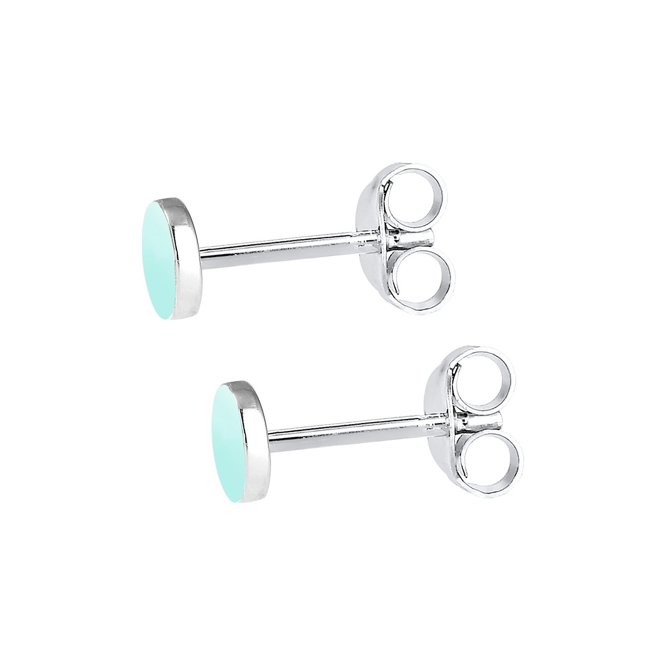 Elli Ohrstecker aus 925er Silber und Emaille, ovale Ohrringe mit ovalen aqua-blauen Emaille-Einlagen.